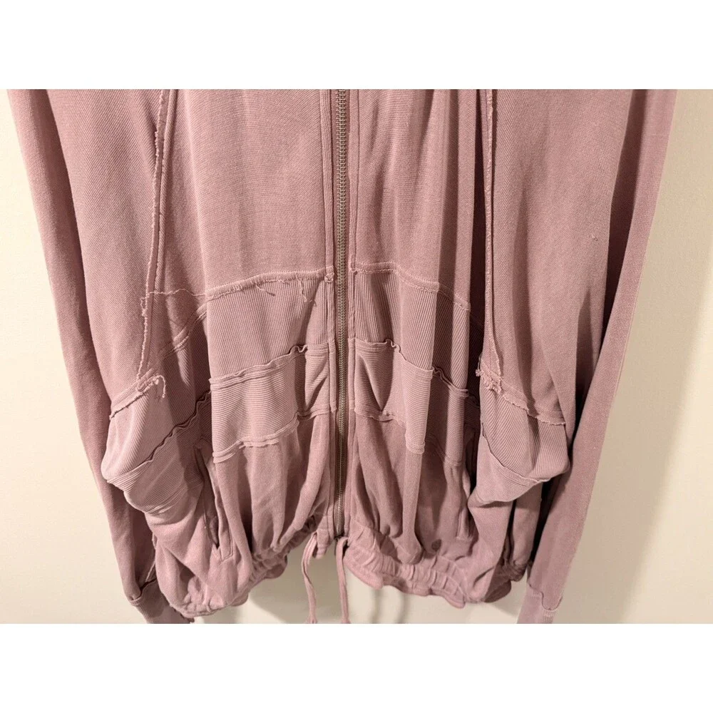 Free People Movement Trekking Out Full Zip Up Hoodie Mauve Pink Size Large